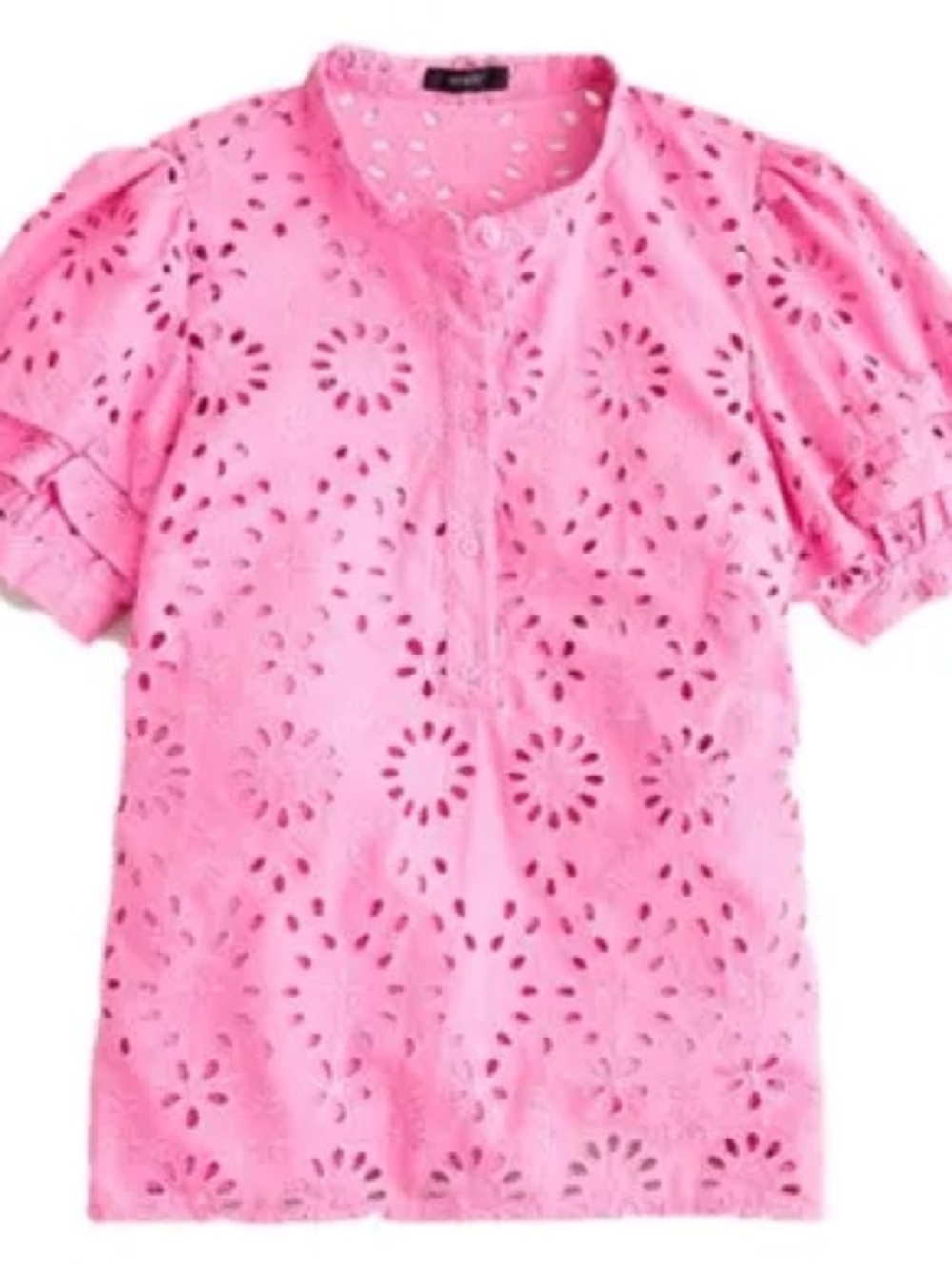 J Crew pink eyelet popover blouse sz S